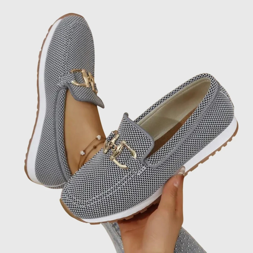 Mesh Slip-On Loafers Buckle Detail Casual Style