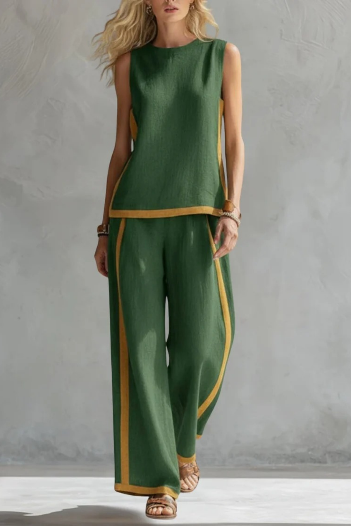 Two Piece Set Sleeveless Top Wide Leg Elegant Style