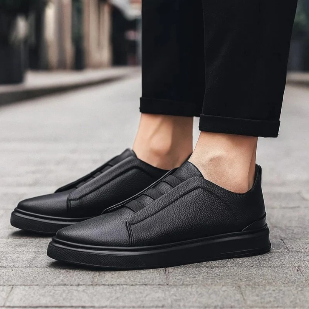 Leather Slip On Sneakers Modern Casual Style
