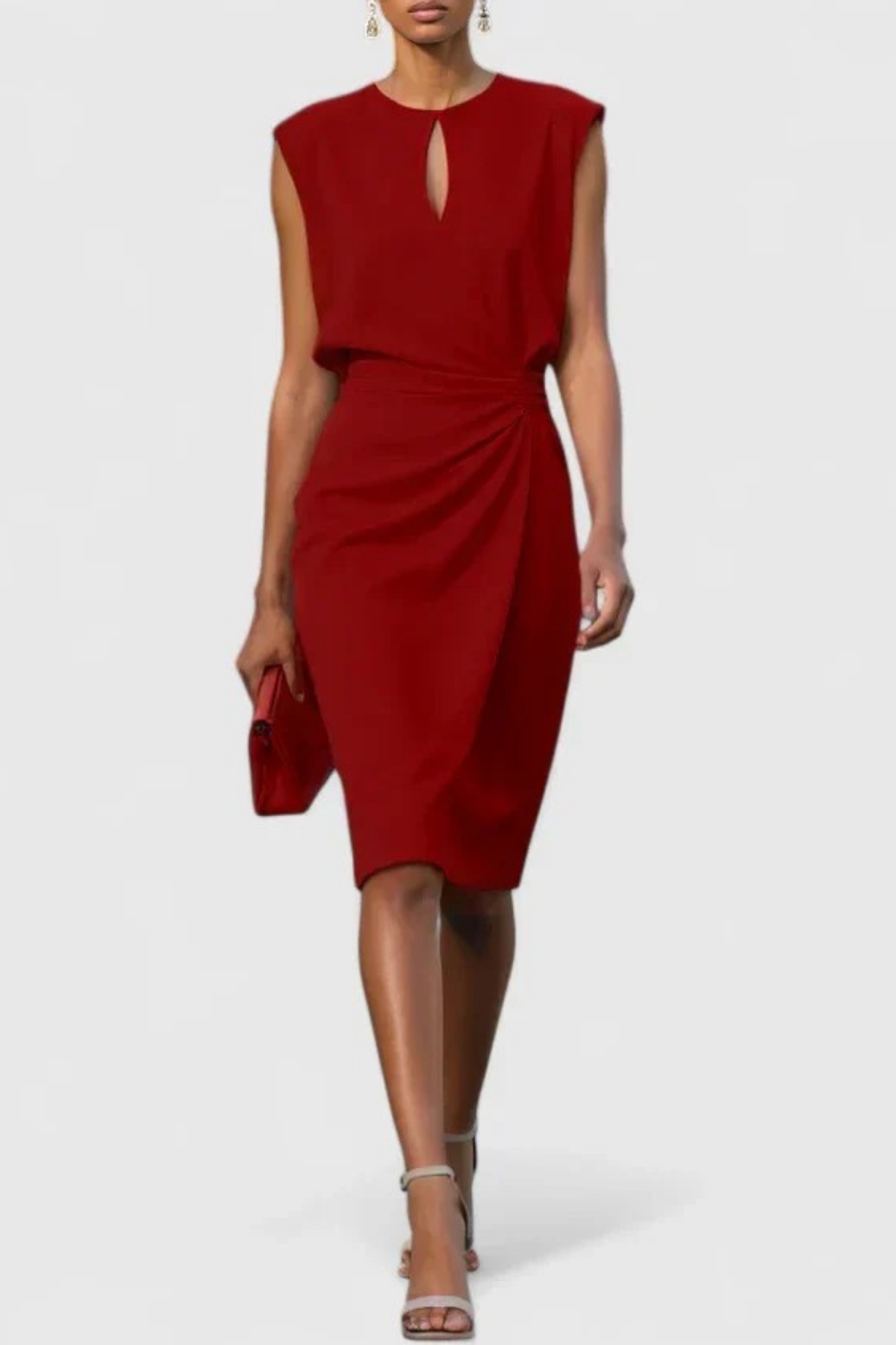 Sleeveless Midi Dress Refined Elegant Style