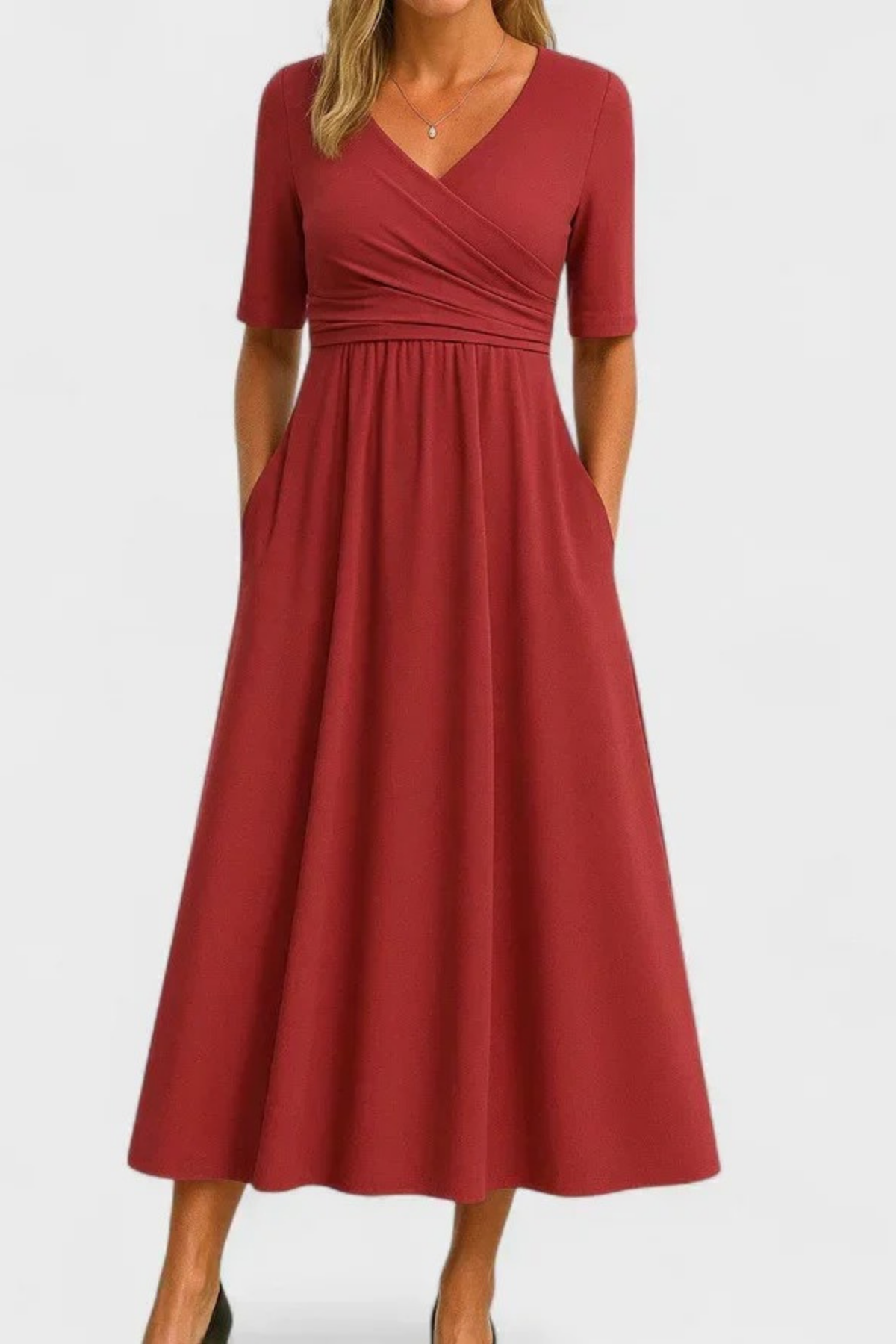 Wrap Midi Dress Classic Elegant Style