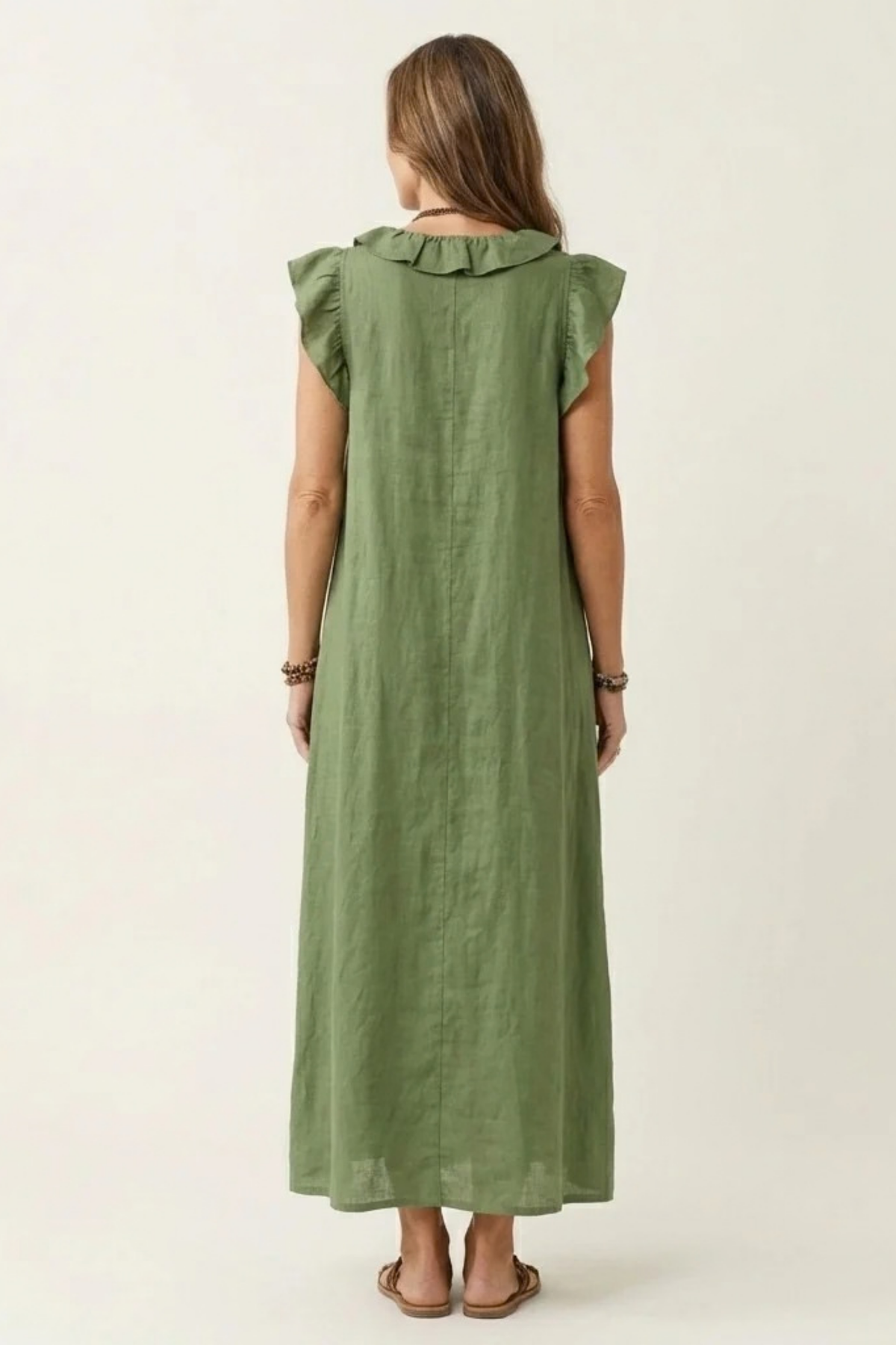 Maxi Dress Ruffle V Neck Relaxed Style
