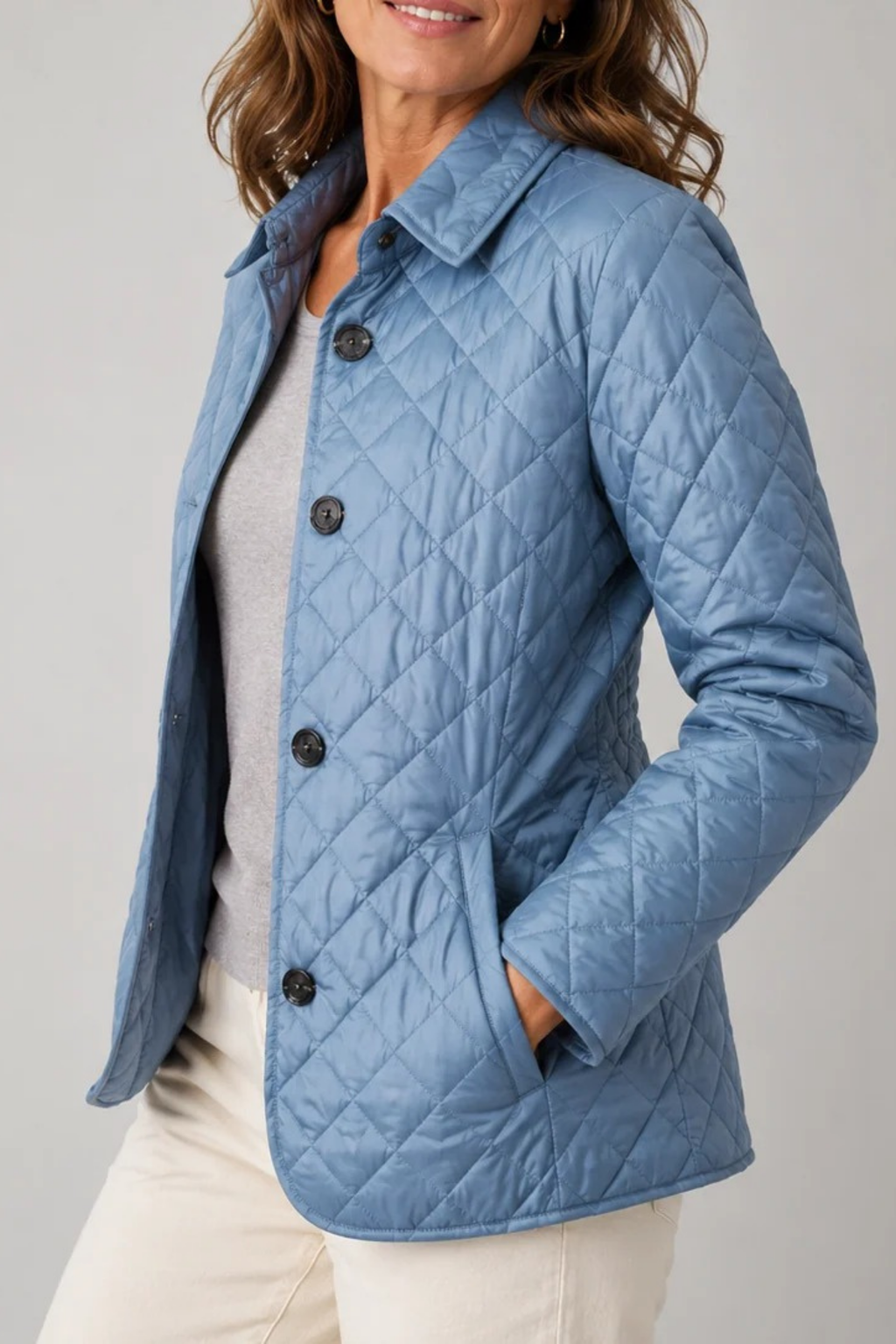 Women’s Quilted Jacket Button Front Classic Style