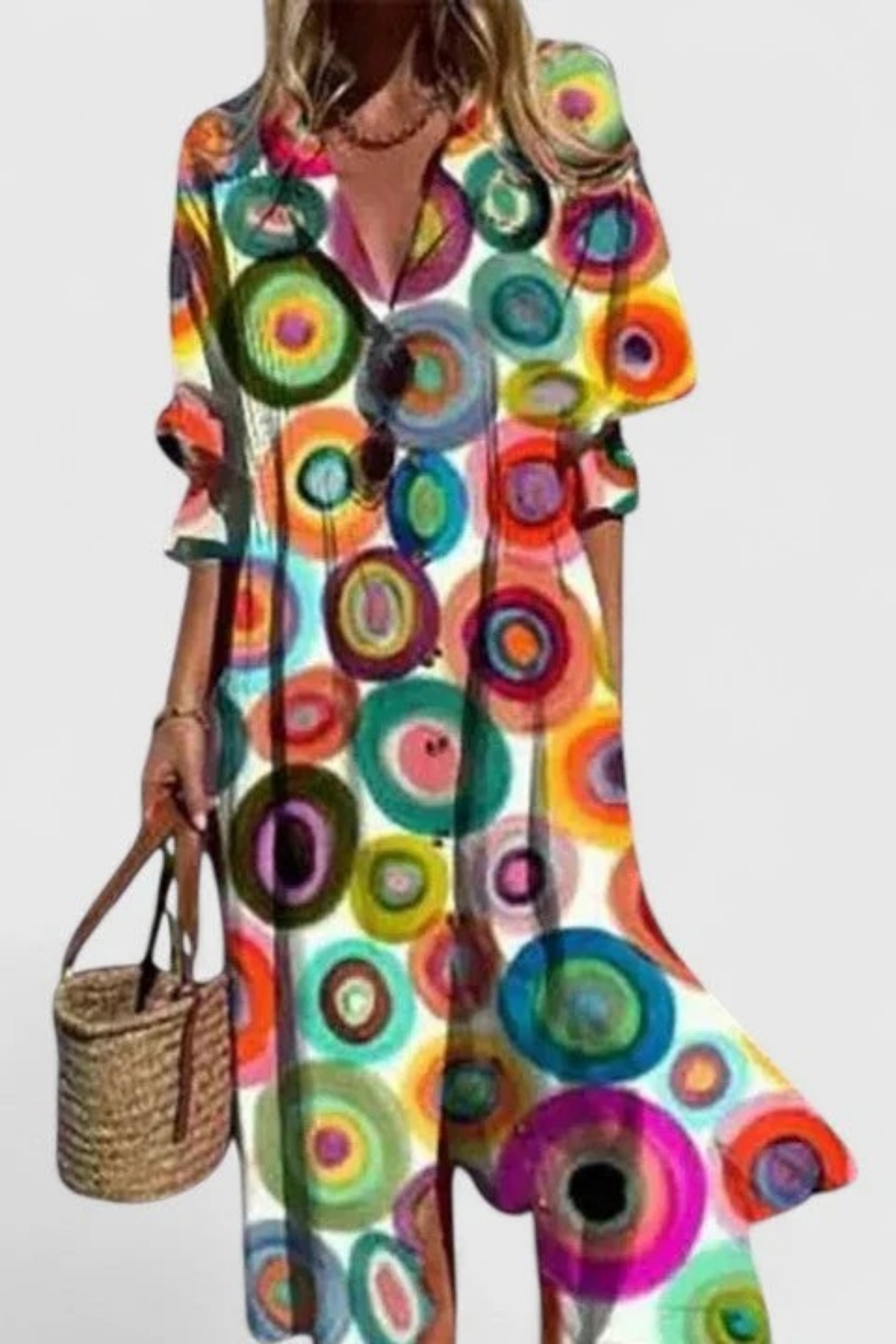 Floral Shirt Maxi Dress Relaxed Boho Style