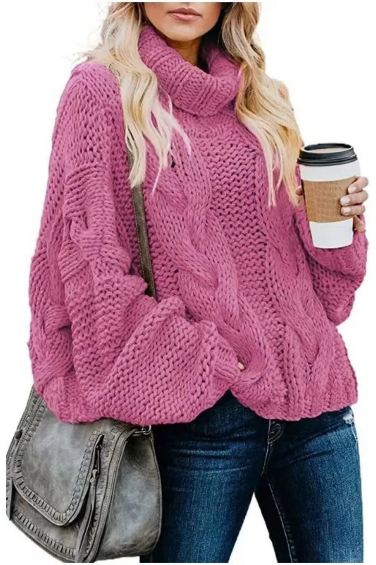 Women’s Turtleneck Sweater Chunky Knit Cozy Style
