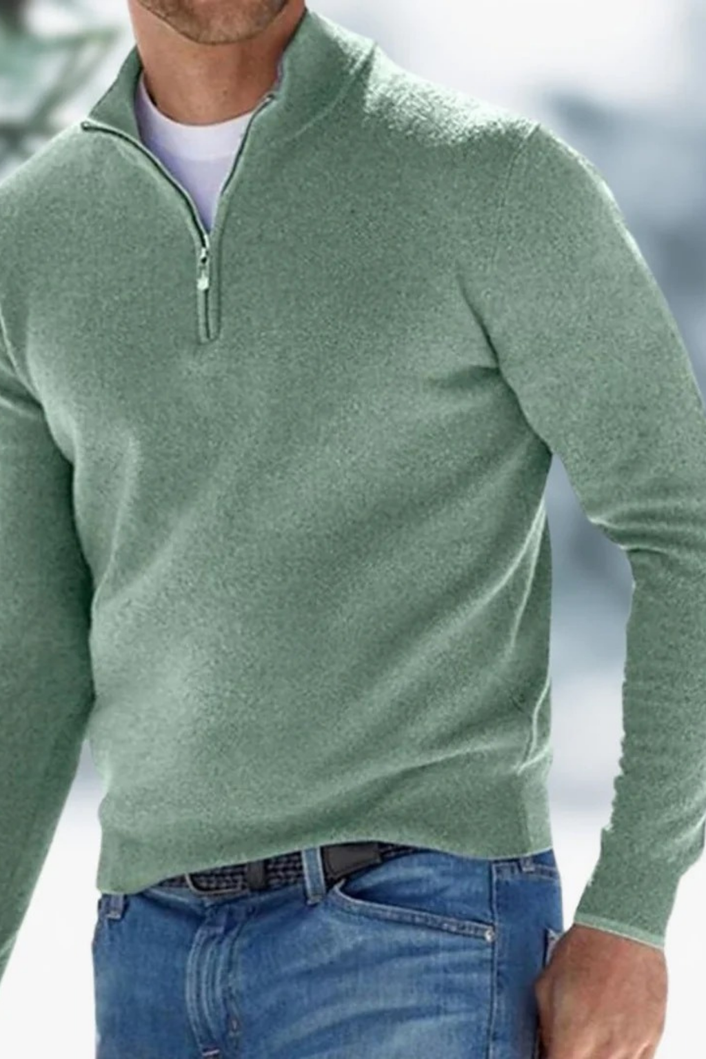 Mock Neck Quarter Zip Sweater Smart Casual Style
