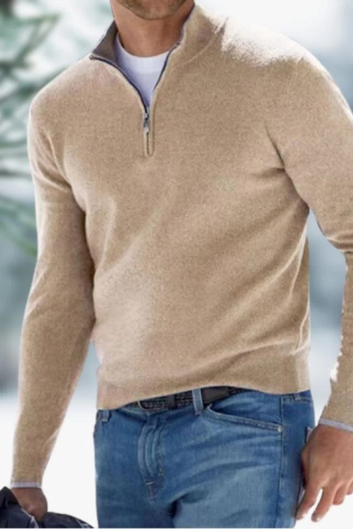 Mock Neck Quarter Zip Sweater Smart Casual Style