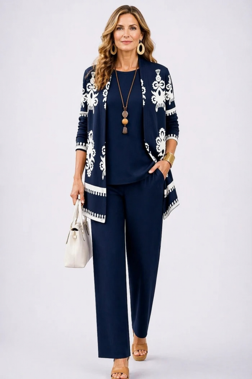 Women’s Matching Set Open Front Elegant Style