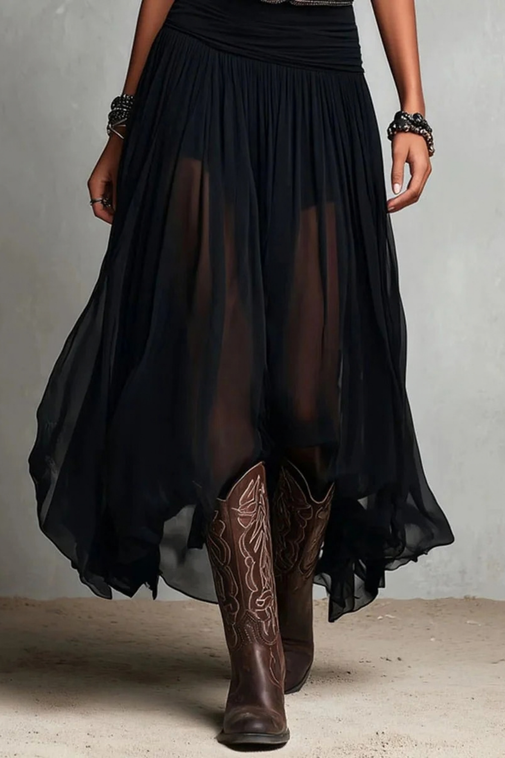 Maxi Dress Sleeveless Tulle Boho Style