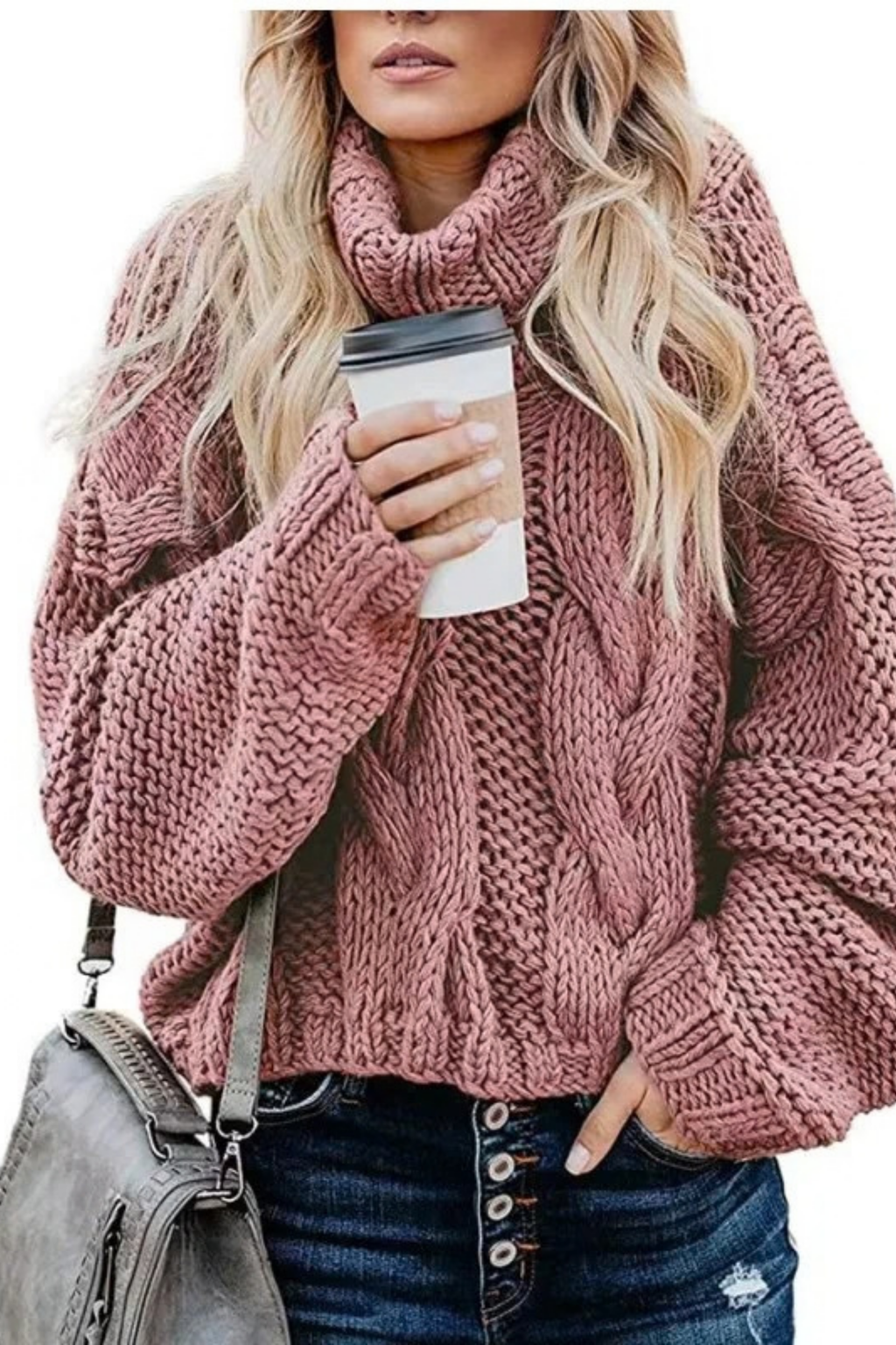 Women’s Turtleneck Sweater Chunky Knit Cozy Style