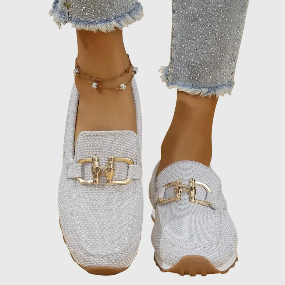 Mesh Slip-On Loafers Buckle Detail Casual Style
