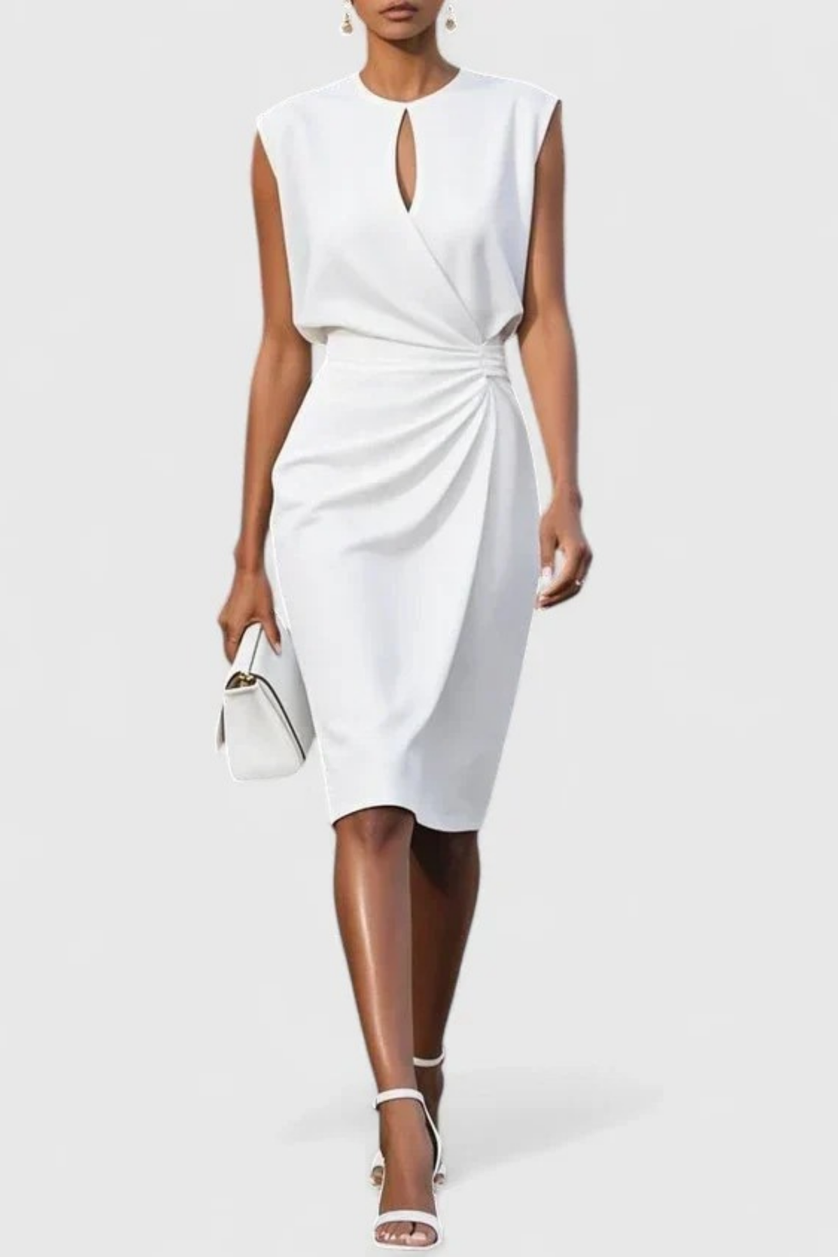 Sleeveless Midi Dress Refined Elegant Style