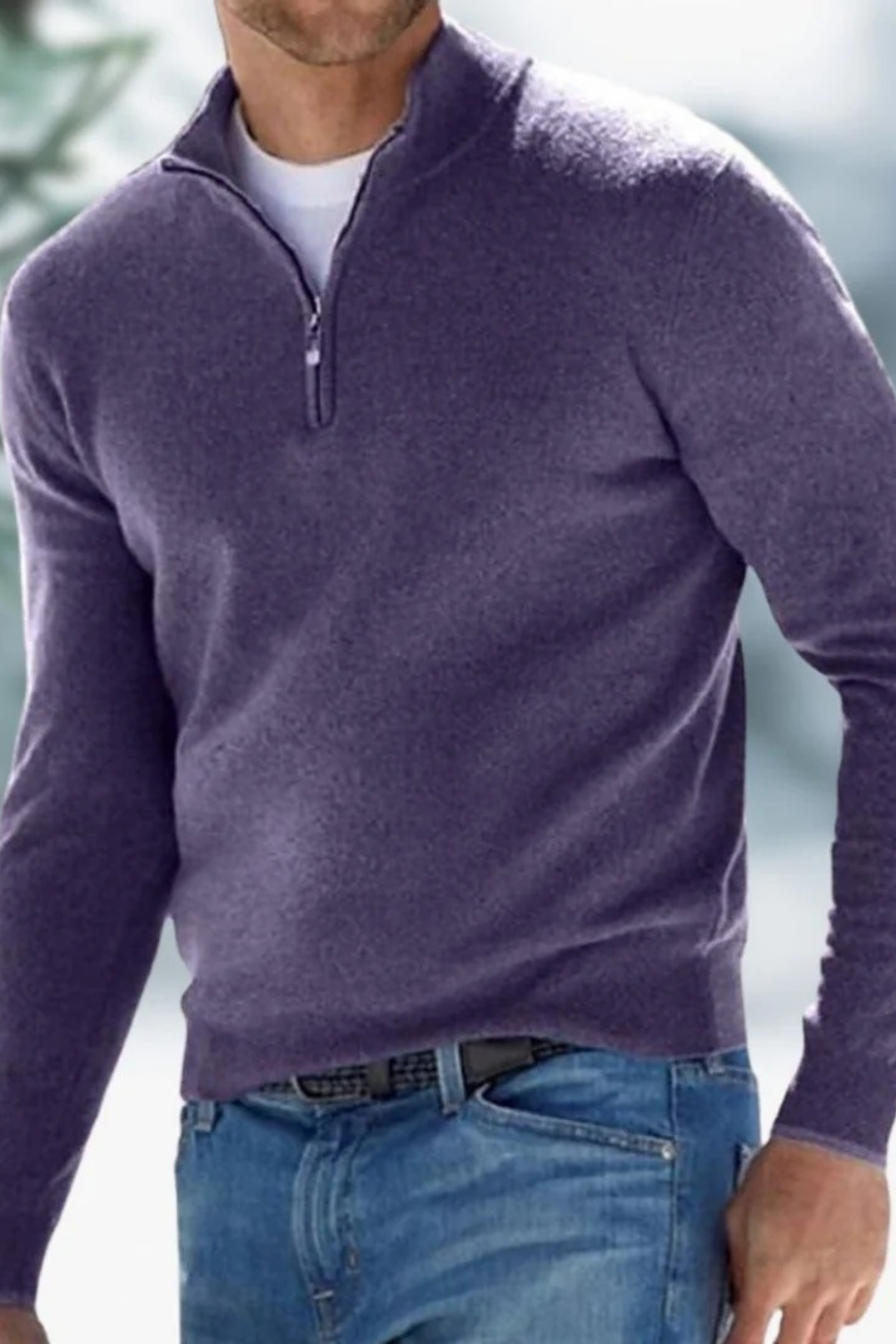 Mock Neck Quarter Zip Sweater Smart Casual Style