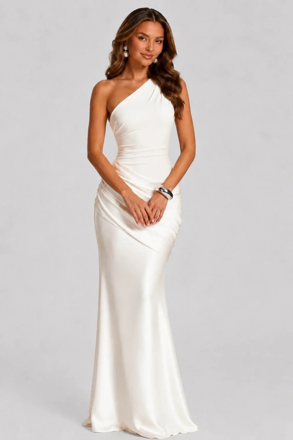 Maxi Wedding Dress One Shoulder Elegant Style