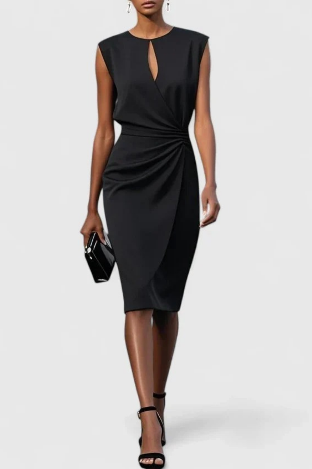 Sleeveless Midi Dress Refined Elegant Style