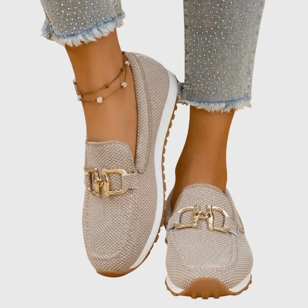 Mesh Slip-On Loafers Buckle Detail Casual Style
