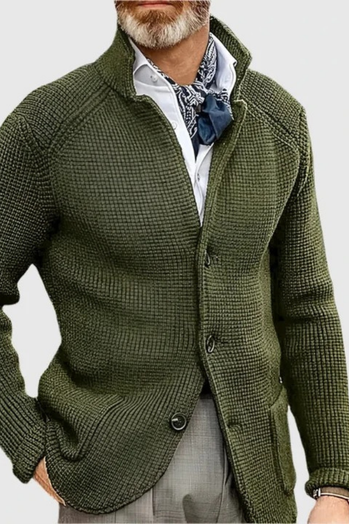 Waffle Knit Cardigan Sweater Smart Casual Style