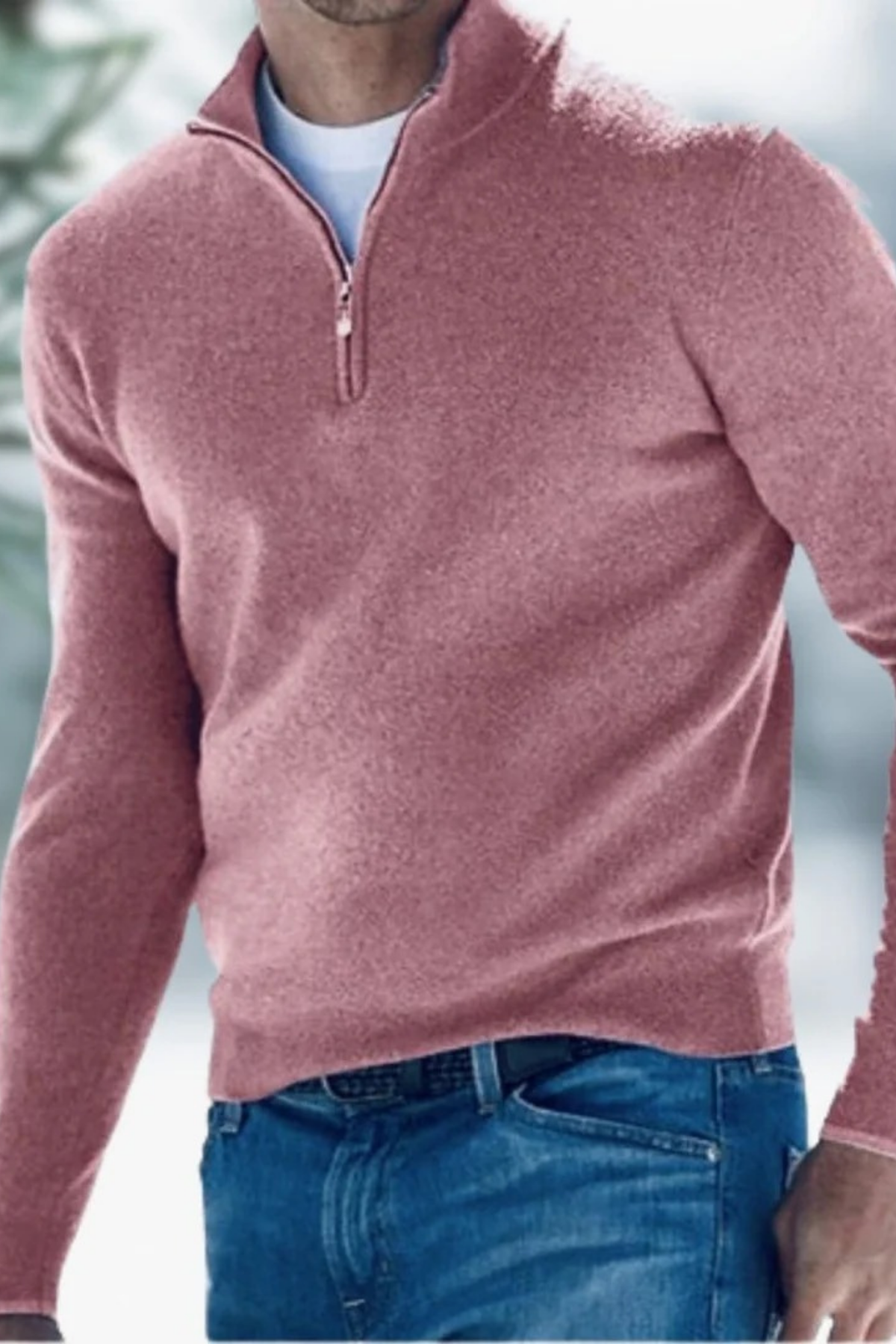 Mock Neck Quarter Zip Sweater Smart Casual Style