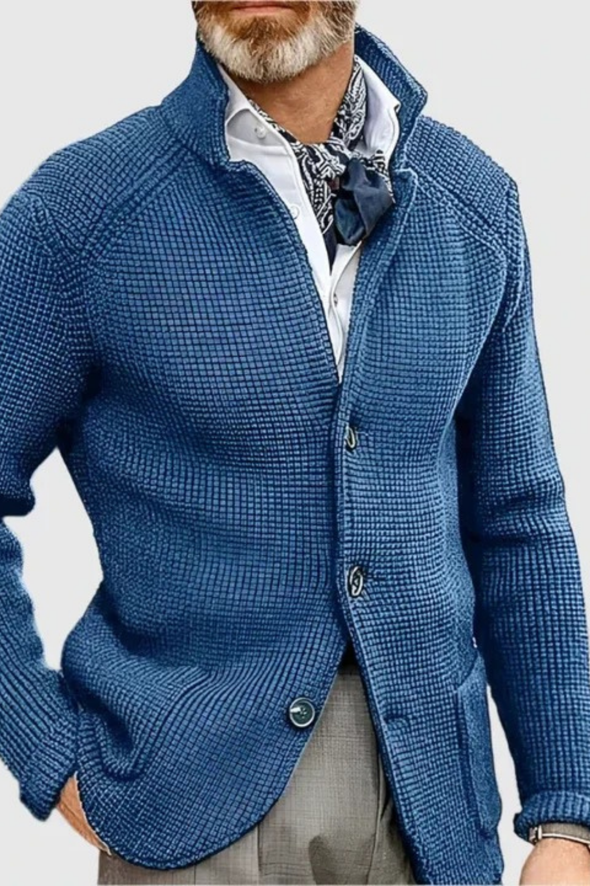 Waffle Knit Cardigan Sweater Smart Casual Style