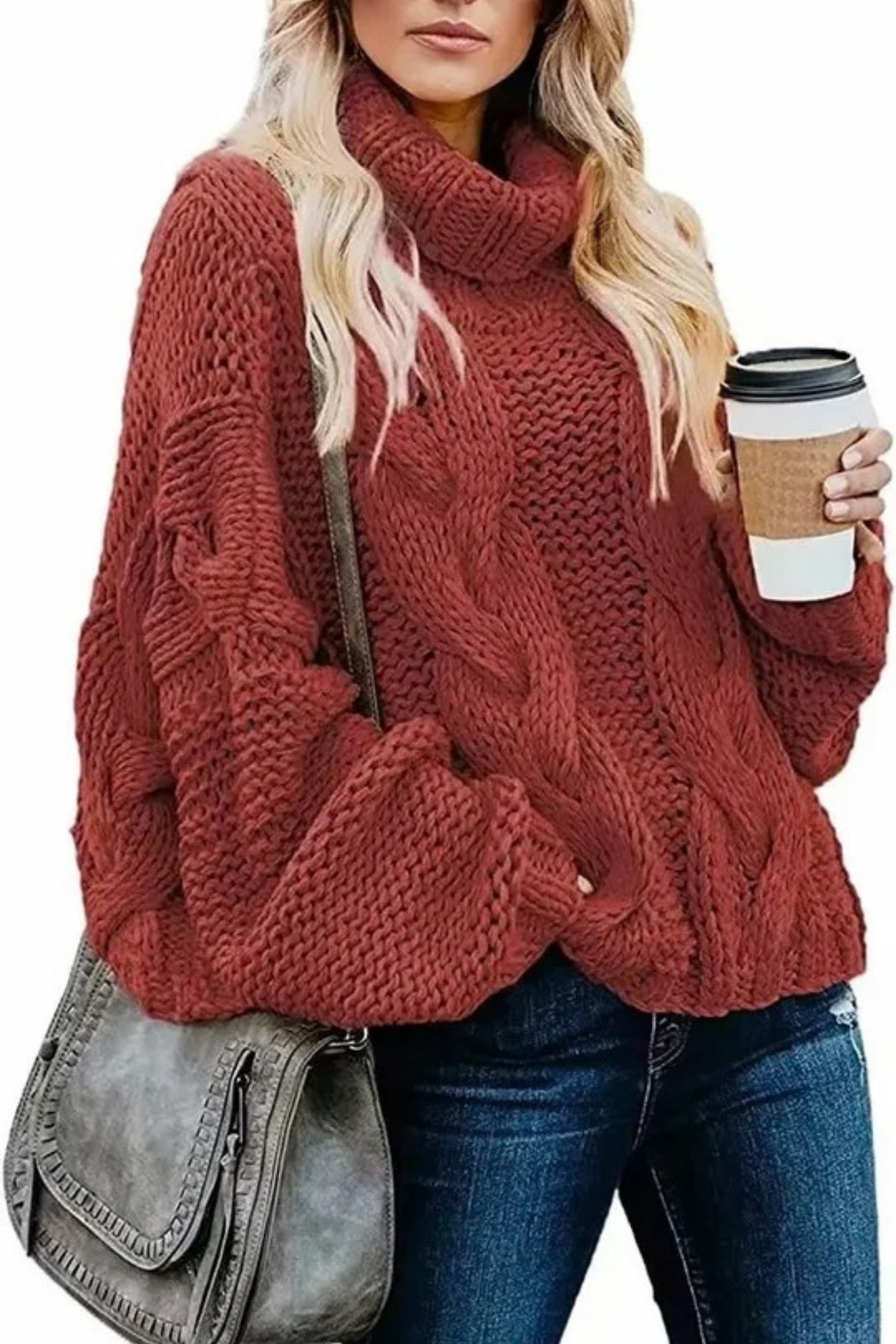 Women’s Turtleneck Sweater Chunky Knit Cozy Style