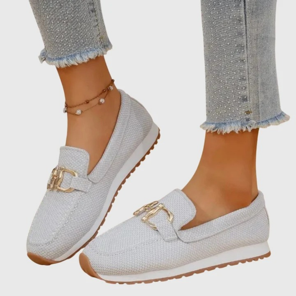 Mesh Slip-On Loafers Buckle Detail Casual Style