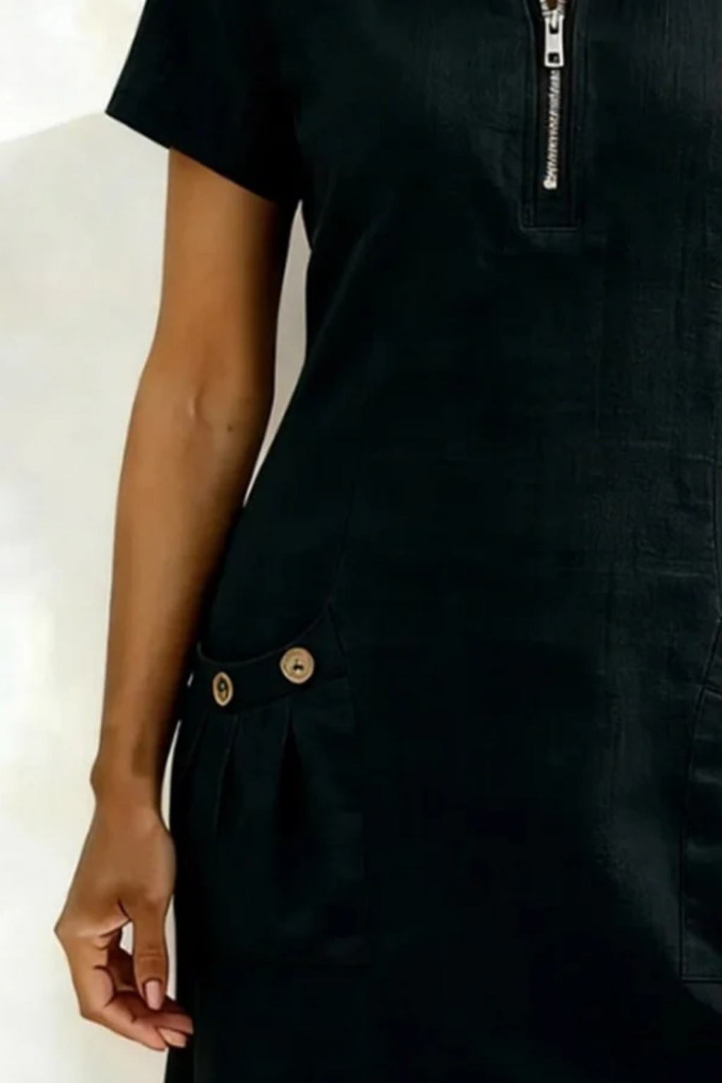 Zip Neck Mini Dress Modern Relaxed Style