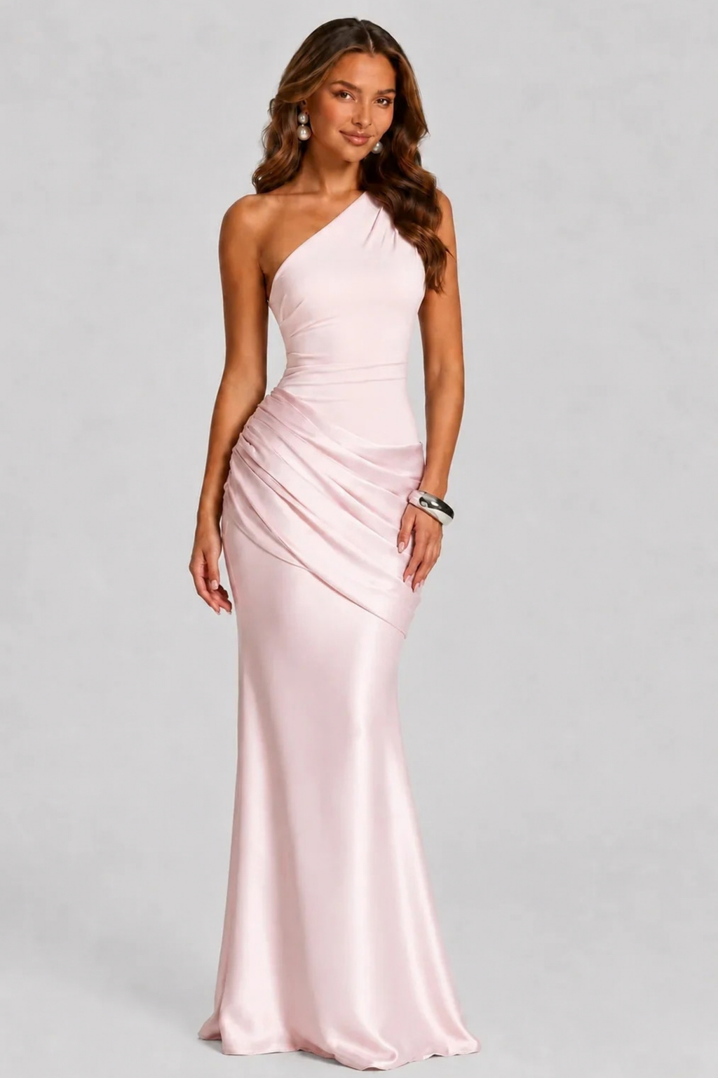 Maxi Wedding Dress One Shoulder Elegant Style