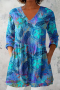 V-Neck Blouse Floral Print Boho Style