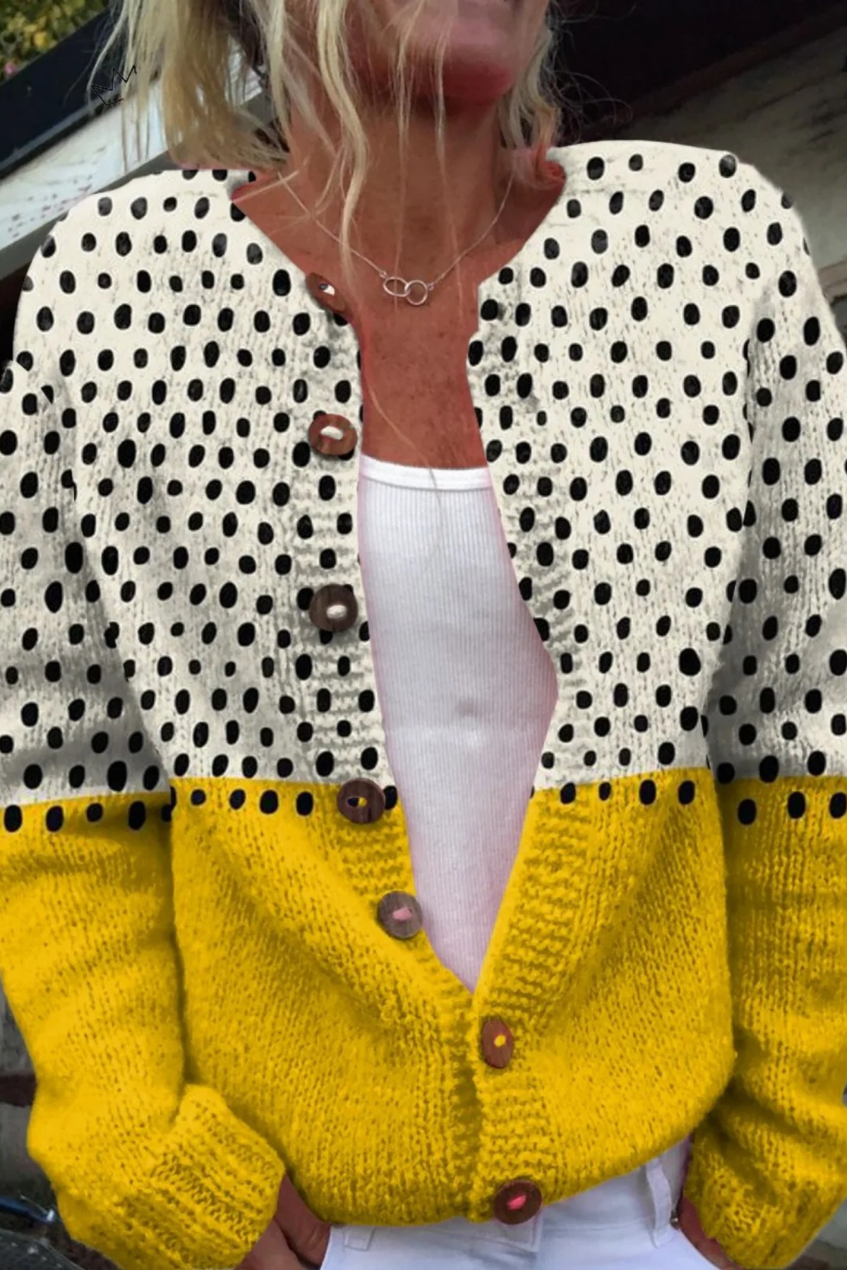 Women’s Polka Dot Cardigan Button Front Casual Style