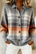 Women’s Plaid Cardigan Button Front Casual Style